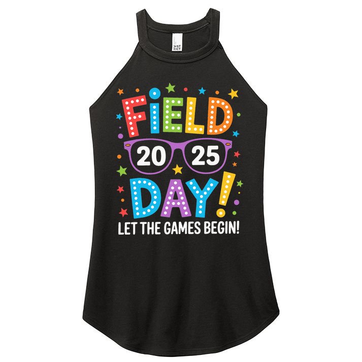 Field Day 2025 Let The Games Begin Teacher Women's Perfect Tri Rocker Tank