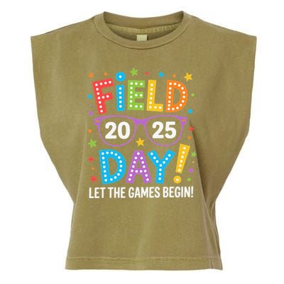Field Day 2025 Let The Games Begin Teacher Garment-Dyed Women's Muscle Tee