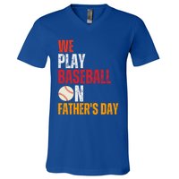 FatherS Day 2024 First Daddy Day Baseball Dad Gift V-Neck T-Shirt