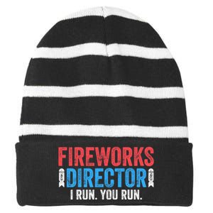 Fireworks Director 4th of July Striped Beanie with Solid Band