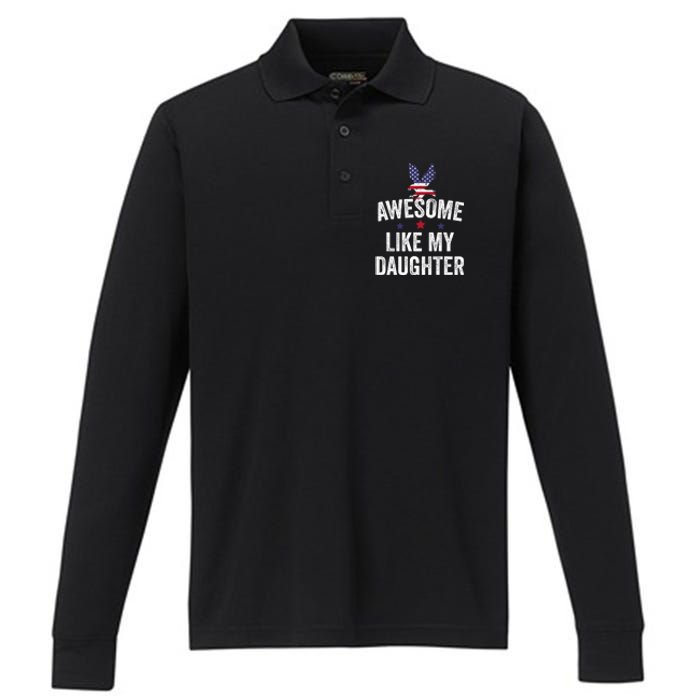 Father Daughter 4th Of July Performance Long Sleeve Polo