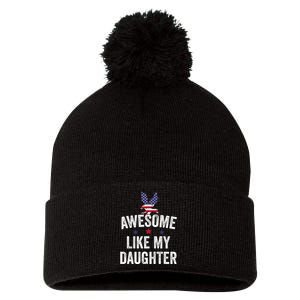 Father Daughter 4th Of July Pom Pom 12in Knit Beanie