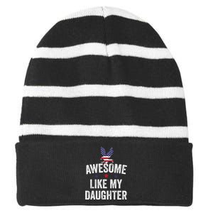 Father Daughter 4th Of July Striped Beanie with Solid Band