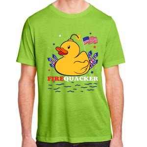 Firecracker Duck 4th Of July Patriotic Day Usa Flag Funny Adult ChromaSoft Performance T-Shirt