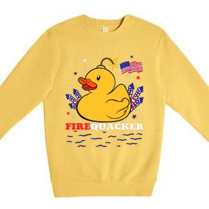 Firecracker Duck 4th Of July Patriotic Day Usa Flag Funny Premium Crewneck Sweatshirt