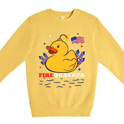 Firecracker Duck 4th Of July Patriotic Day Usa Flag Funny Premium Crewneck Sweatshirt