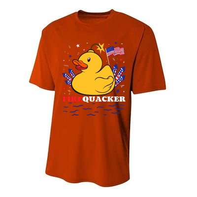 Firecracker Duck 4th Of July Patriotic Day Usa Flag Funny Performance Sprint T-Shirt