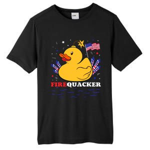 Firecracker Duck 4th Of July Patriotic Day Usa Flag Funny Tall Fusion ChromaSoft Performance T-Shirt