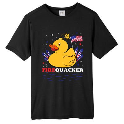 Firecracker Duck 4th Of July Patriotic Day Usa Flag Funny Tall Fusion ChromaSoft Performance T-Shirt