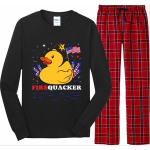 Firecracker Duck 4th Of July Patriotic Day Usa Flag Funny Long Sleeve Pajama Set