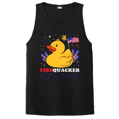 Firecracker Duck 4th Of July Patriotic Day Usa Flag Funny PosiCharge Competitor Tank