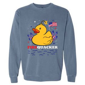 Firecracker Duck 4th Of July Patriotic Day Usa Flag Funny Garment-Dyed Sweatshirt