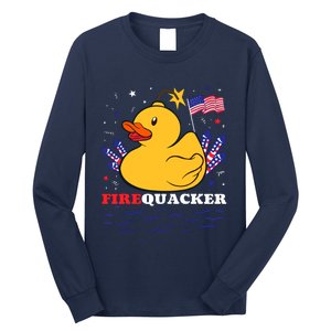 Firecracker Duck 4th Of July Patriotic Day Usa Flag Funny Long Sleeve Shirt