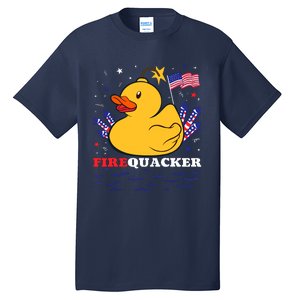 Firecracker Duck 4th Of July Patriotic Day Usa Flag Funny Tall T-Shirt