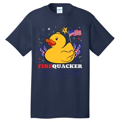 Firecracker Duck 4th Of July Patriotic Day Usa Flag Funny Tall T-Shirt