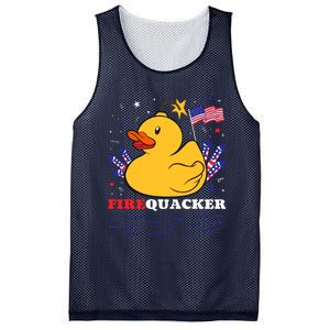 Firecracker Duck 4th Of July Patriotic Day Usa Flag Funny Mesh Reversible Basketball Jersey Tank