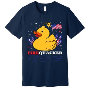 Firecracker Duck 4th Of July Patriotic Day Usa Flag Funny Premium T-Shirt