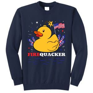 Firecracker Duck 4th Of July Patriotic Day Usa Flag Funny Tall Sweatshirt