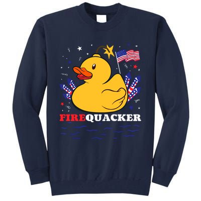 Firecracker Duck 4th Of July Patriotic Day Usa Flag Funny Tall Sweatshirt