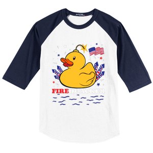 Firecracker Duck 4th Of July Patriotic Day Usa Flag Funny Baseball Sleeve Shirt