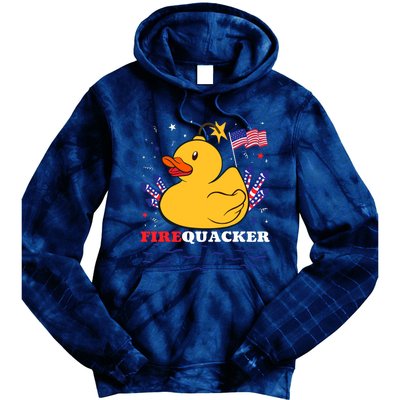 Firecracker Duck 4th Of July Patriotic Day Usa Flag Funny Tie Dye Hoodie