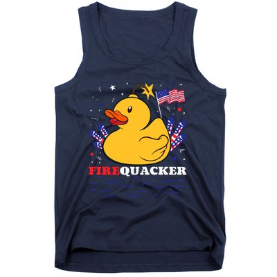 Firecracker Duck 4th Of July Patriotic Day Usa Flag Funny Tank Top