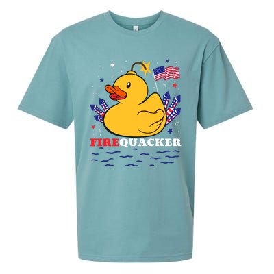 Firecracker Duck 4th Of July Patriotic Day Usa Flag Funny Sueded Cloud Jersey T-Shirt