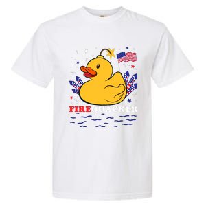 Firecracker Duck 4th Of July Patriotic Day Usa Flag Funny Garment-Dyed Heavyweight T-Shirt