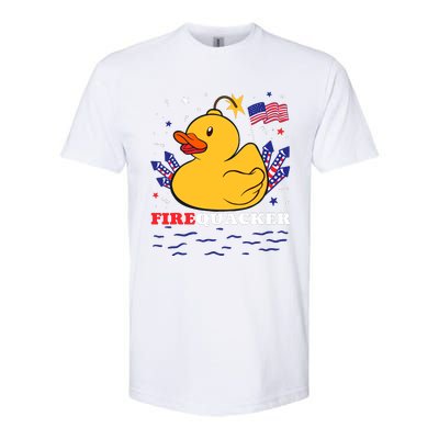 Firecracker Duck 4th Of July Patriotic Day Usa Flag Funny Softstyle CVC T-Shirt