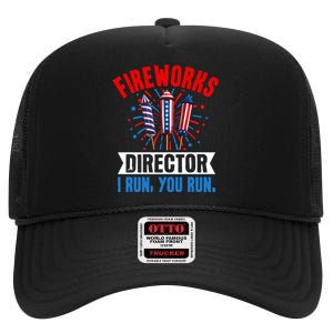 Fireworks Director 4th Of July Graphic High Crown Mesh Back Trucker Hat