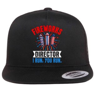 Fireworks Director 4th Of July Graphic Flat Bill Trucker Hat