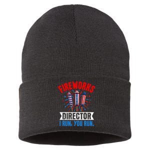 Fireworks Director 4th Of July Graphic Sustainable Knit Beanie