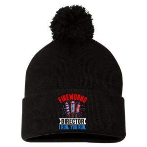 Fireworks Director 4th Of July Graphic Pom Pom 12in Knit Beanie