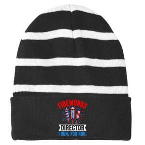 Fireworks Director 4th Of July Graphic Striped Beanie with Solid Band