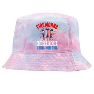 Fireworks Director 4th Of July Graphic Tie-Dyed Bucket Hat