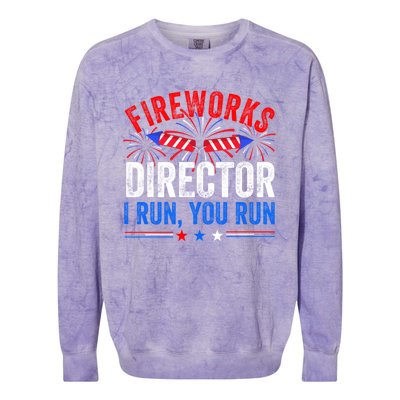 Firework Director 4th Of July Celebration American Flag Cool Gift Colorblast Crewneck Sweatshirt