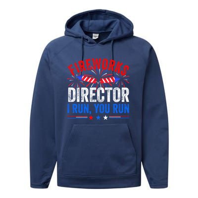 Firework Director 4th Of July Celebration American Flag Cool Gift Performance Fleece Hoodie