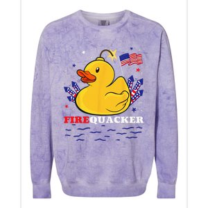 Firecracker Duck 4th of July Patriotic Day USA Flag Funny Colorblast Crewneck Sweatshirt