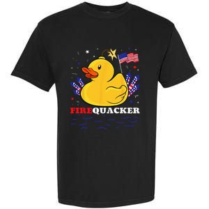 Firecracker Duck 4th of July Patriotic Day USA Flag Funny Garment-Dyed Heavyweight T-Shirt