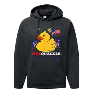 Firecracker Duck 4th of July Patriotic Day USA Flag Funny Performance Fleece Hoodie