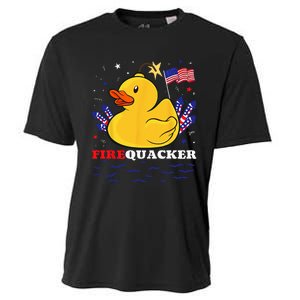 Firecracker Duck 4th of July Patriotic Day USA Flag Funny Cooling Performance Crew T-Shirt