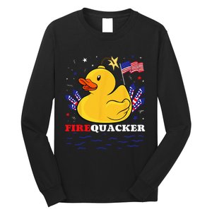 Firecracker Duck 4th of July Patriotic Day USA Flag Funny Long Sleeve Shirt