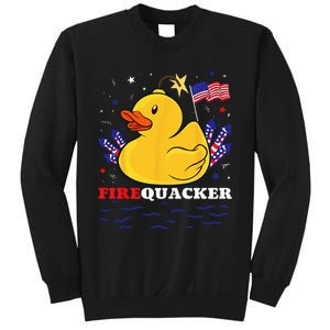 Firecracker Duck 4th of July Patriotic Day USA Flag Funny Sweatshirt