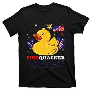 Firecracker Duck 4th of July Patriotic Day USA Flag Funny T-Shirt