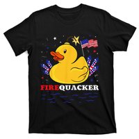 Firecracker Duck 4th of July Patriotic Day USA Flag Funny T-Shirt