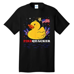 Firecracker Duck 4th of July Patriotic Day USA Flag Funny Tall T-Shirt