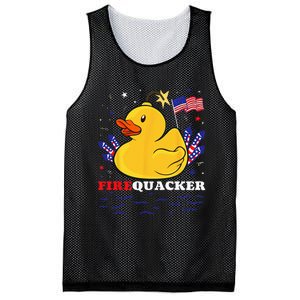 Firecracker Duck 4th of July Patriotic Day USA Flag Funny Mesh Reversible Basketball Jersey Tank