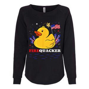 Firecracker Duck 4th of July Patriotic Day USA Flag Funny Womens California Wash Sweatshirt