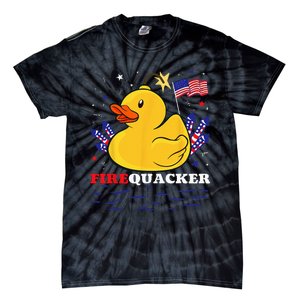 Firecracker Duck 4th of July Patriotic Day USA Flag Funny Tie-Dye T-Shirt