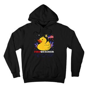 Firecracker Duck 4th of July Patriotic Day USA Flag Funny Tall Hoodie